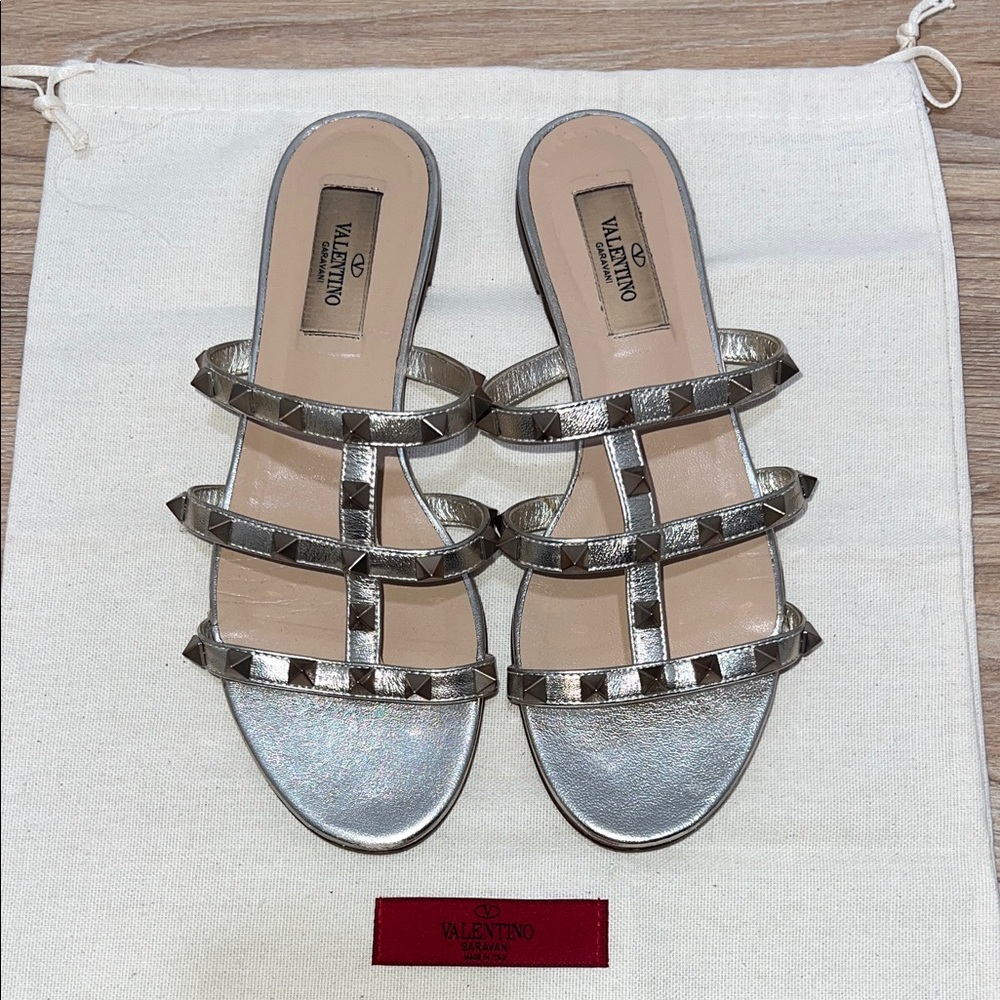 Valentino Women's Metallic Silver Gold Sandals
